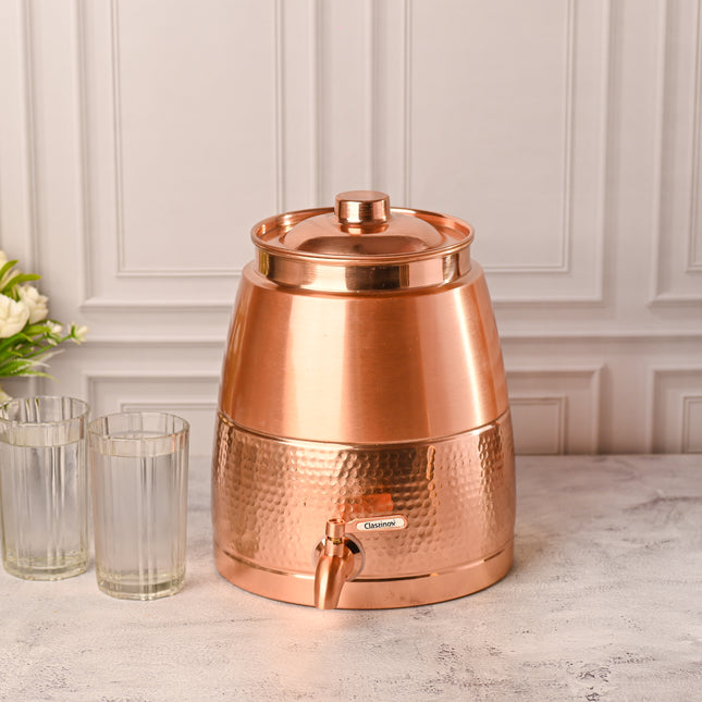 Copper Half Hammered Water Dispenser – Premium (10.5 Inch)