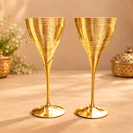Brass Champagne Wine Glass Pair (8.5 Inch)