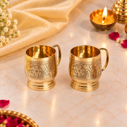 Brass Luxury Gift Hamper with Tea Cups & Tea Strainer