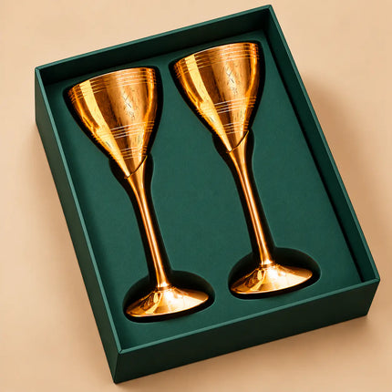 Brass Champagne Wine Glass Pair (8.5 Inch)