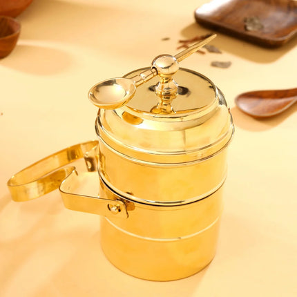Brass 2-Tier Lunch Box/Tiffin Box (11 Inch)