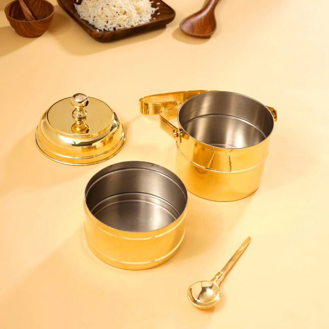 Brass 2-Tier Lunch Box/Tiffin Box (11 Inch)