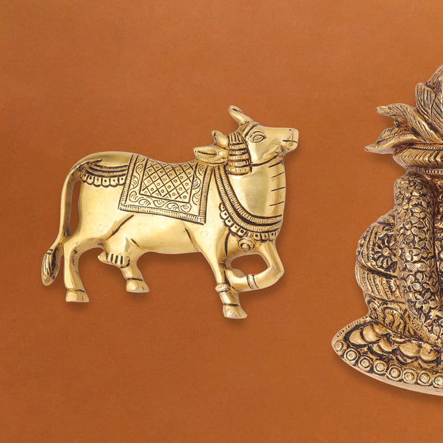 Brass Mangal Kalash With Cow Wall Hanging