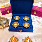 Brass Diya Set of 4 with Velvet Gift Box – Elegant Gift Hamper (1 Inch)