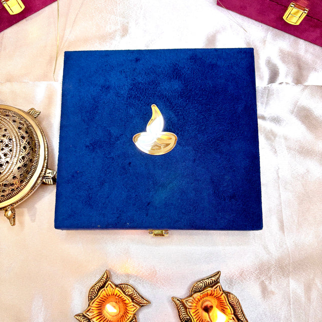 Brass Diya Set of 4 with Velvet Gift Box – Elegant Gift Hamper