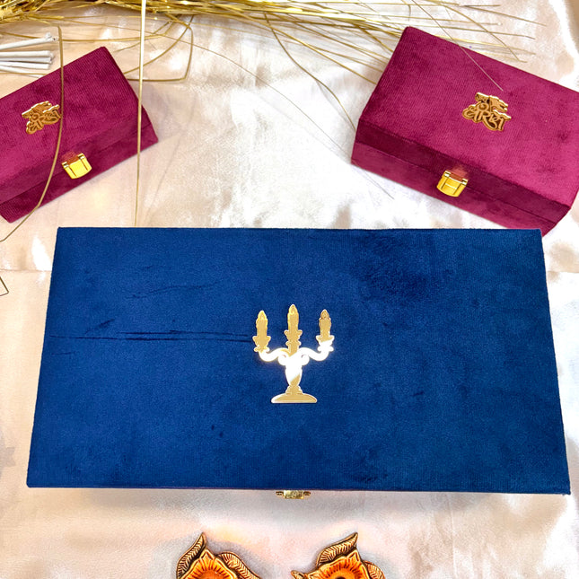 Brass Candle Stand with Velvet Gift Box – Elegant Décor & Gift (10.9 Inch)