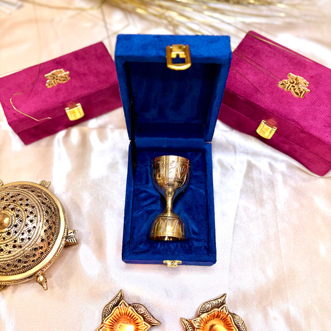 Brass Handcrafted Jigger 30/60ml with Velvet Gift Box (4 Inch)