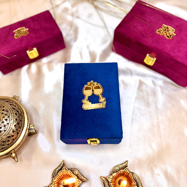 Brass Handcrafted Jigger 30/60ml with Velvet Gift Box (4 Inch)