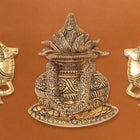 Brass Mangal Kalash With Cow Wall Hanging