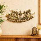 Brass Tribal Folk Dancers On Shehnai With Bell Wall Hanging (8 Inch)