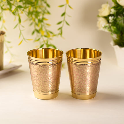 Brass Handcrafted Glass Pair (4.2 Inch)