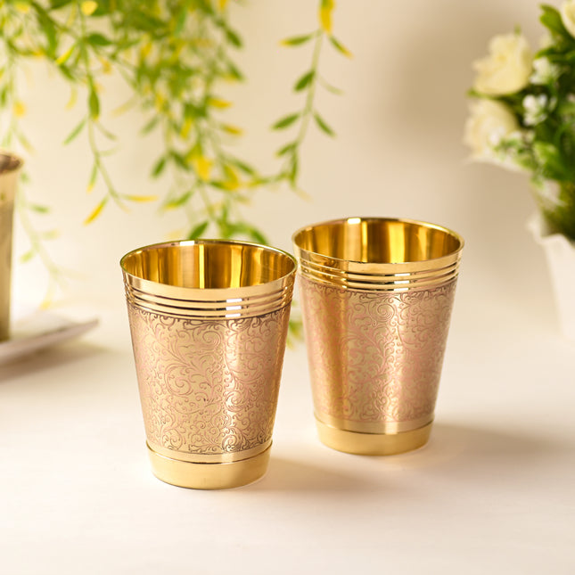 Brass Handcrafted Glass Pair (4.2 Inch)