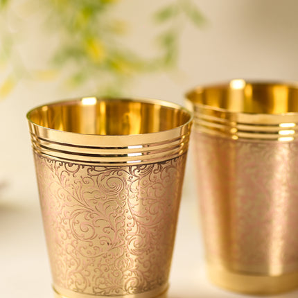Brass Handcrafted Glass Pair (4.2 Inch)