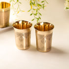 Brass Hand Carved Glass Pair (4 Inch)