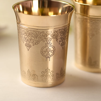 Brass Hand Carved Glass Pair (4 Inch)