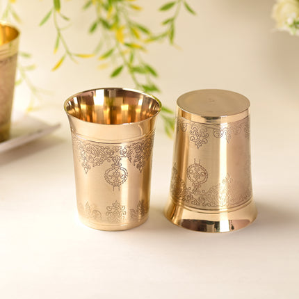 Brass Hand Carved Glass Pair (4 Inch)