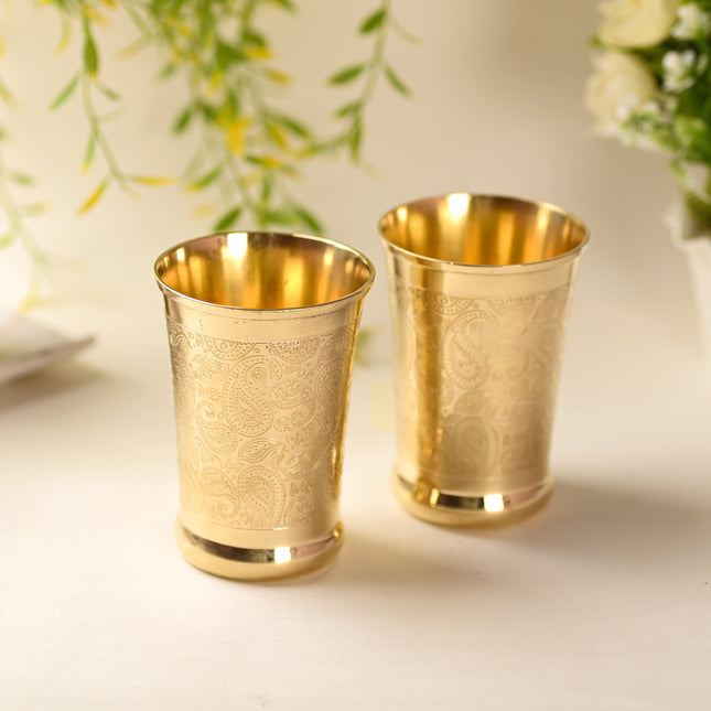 Brass Hand Carved Glass Pair (4.5 Inch)