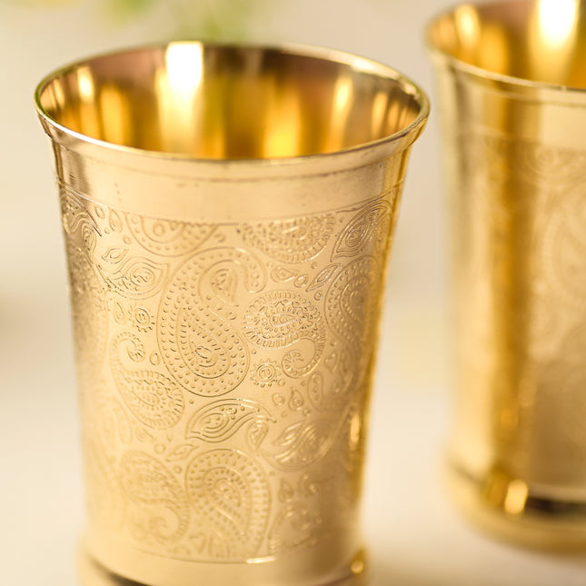 Brass Hand Carved Glass Pair (4.5 Inch)