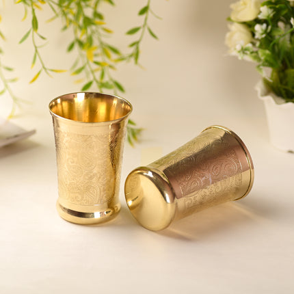 Brass Hand Carved Glass Pair (4.5 Inch)