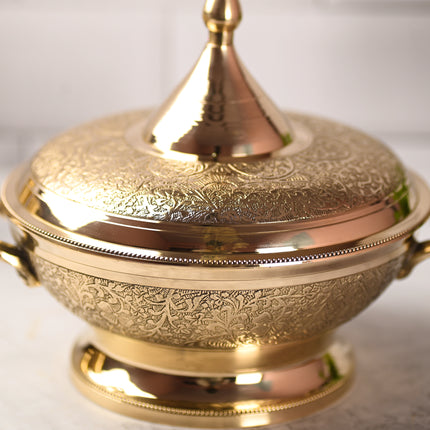 Brass Serving Pot With Lid And Handle (7.5 Inch)