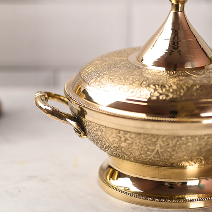 Brass Serving Pot With Lid And Handle (7.5 Inch)