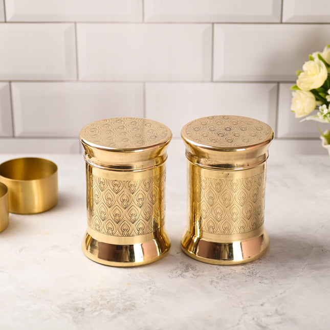 Brass Container / Storage Jar With Lid Pair (5.5 Inch)