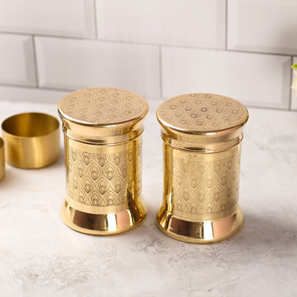 Brass Container / Storage Jar With Lid Pair (5.5 Inch)
