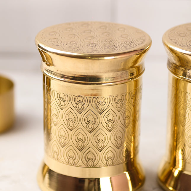 Brass Container / Storage Jar With Lid Pair (5.5 Inch)