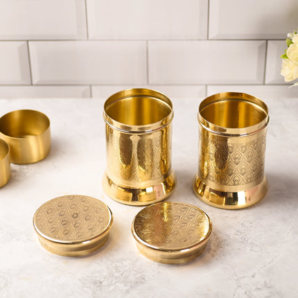 Brass Container / Storage Jar With Lid Pair (5.5 Inch)