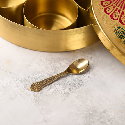 Brass Peacock Masala Daani / Spice Box