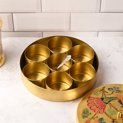 Brass Peacock Masala Daani / Spice Box
