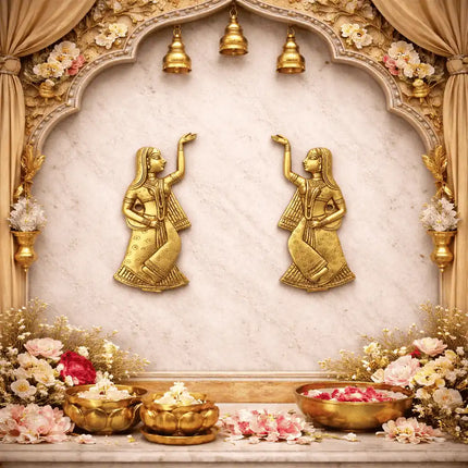 Brass Ladies Wall Hanging Pair (8 Inch)