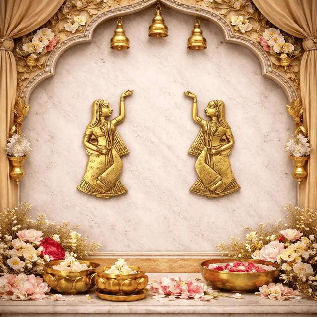 Brass Ladies Wall Hanging Pair (8 Inch)