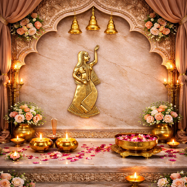 Brass Ladies Wall Hanging Pair (8 Inch)