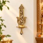 Brass Peacock Hanging Diya With Bell (13 Inch)