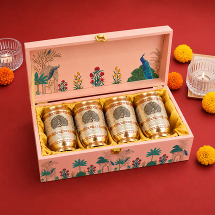 Brass Hand Painted Glass Pair Corporate/Gift Hamper