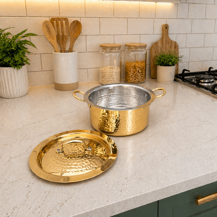 Brass Hammered Handi With Lid
