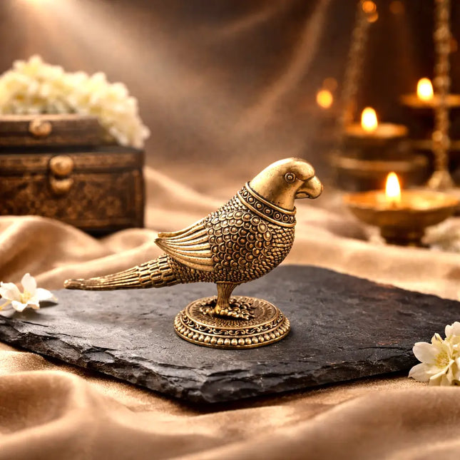 Brass Lightweight Parrot Figurine (3.2 Inch)
