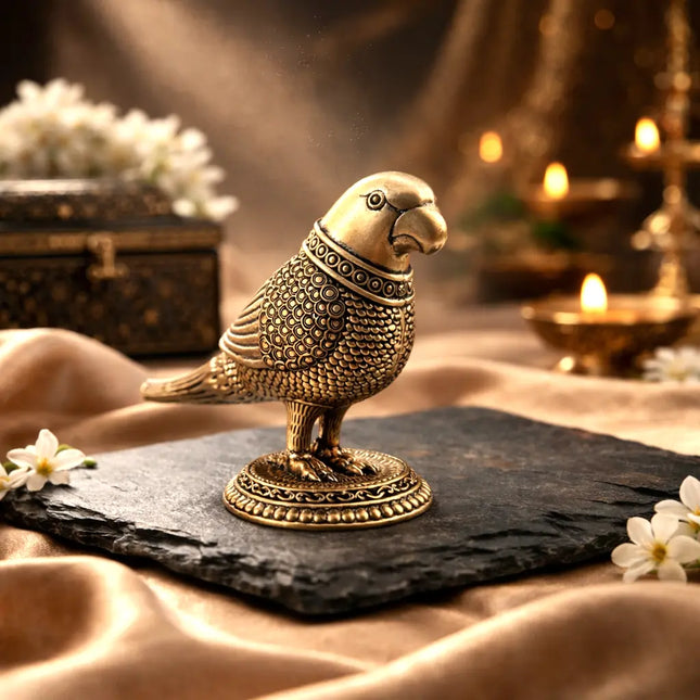 Brass Lightweight Parrot Figurine (3.2 Inch)