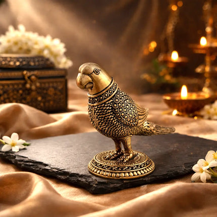 Brass Lightweight Parrot Figurine (3.2 Inch)