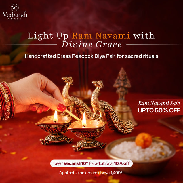 Brass Peacock Lightweight Diya Pair (3.3 Inch)