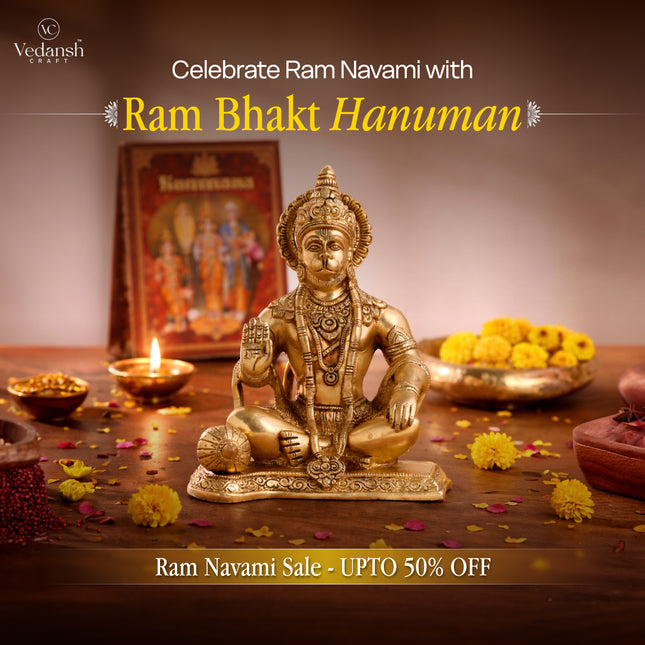 Brass Sitting Hanuman Statue (9.5 Inch)