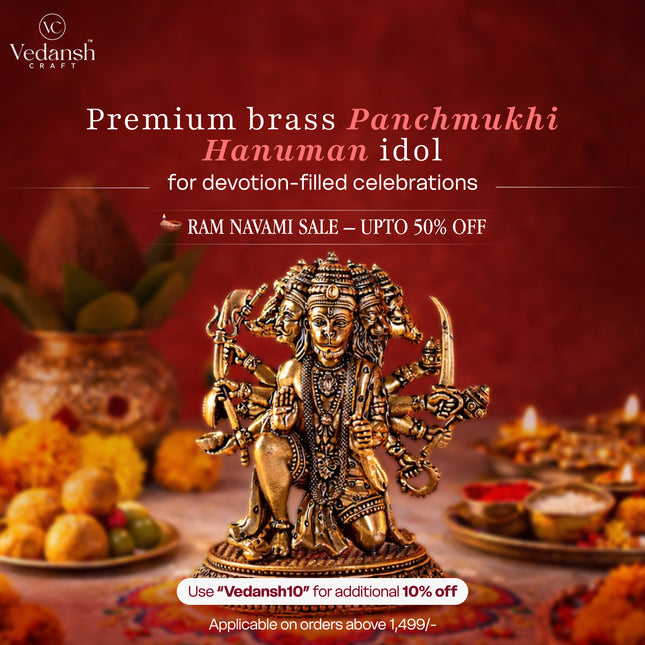 Brass Sitting Panchmukhi Hanuman Lightweight Idol