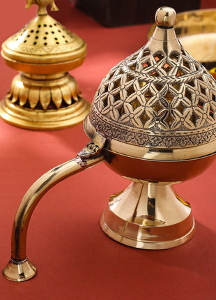 Brass Dhoop Dani & Incense Holder With Handle