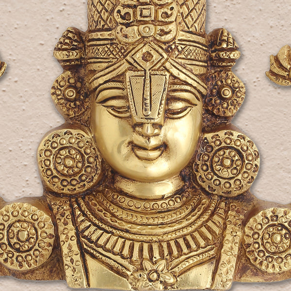 Brass Tirupati Balaji/Venkateshwar Face Wall Hanging (9 Inch)