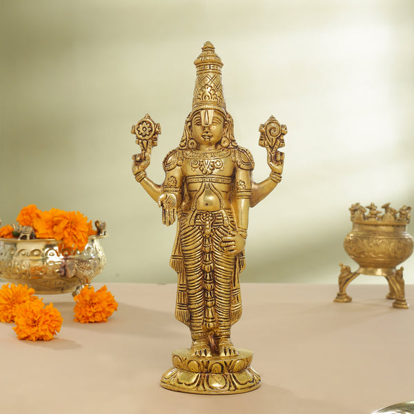 Brass Tirupati Balaji/Venkateshwar Idol Table Top (12 Inch)