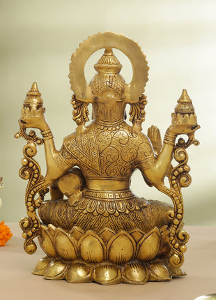 Brass Goddess Lotus Lakshmi Idol (12 Inch)