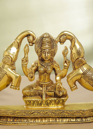 Brass Goddess Gaja Lakshmi Idol (7.5 Inch)