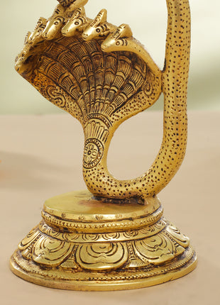 Brass Lord Dancing Ganesha On Snake (12 Inch)