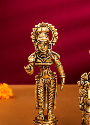 Brass Superfine Lord Murugan With Devasena And Valli Idols